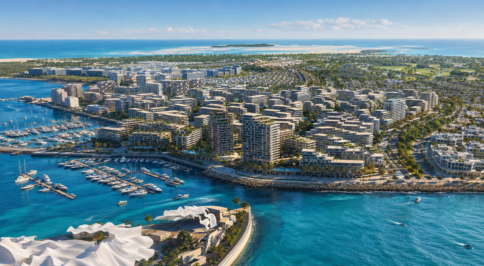 Marsa Al Saadiyat marina district aerial