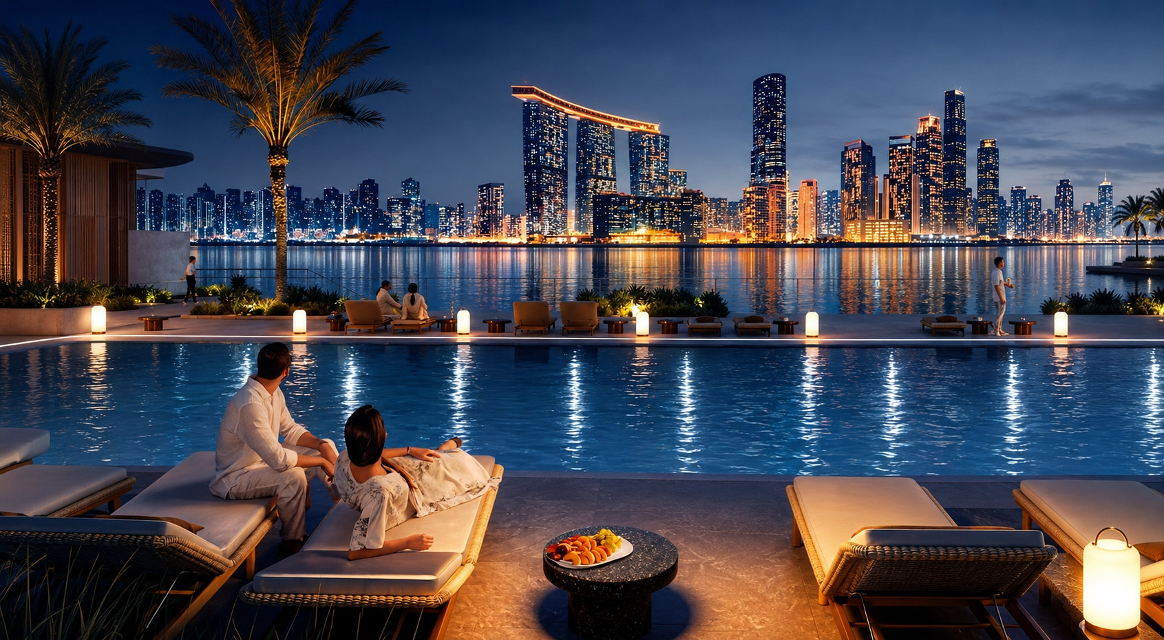 Marsa Al Saadiyat swimming pool night view